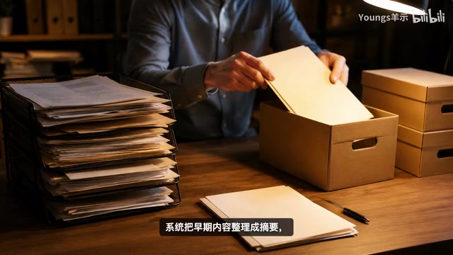 系统将早期内容整理成摘要腾出空间