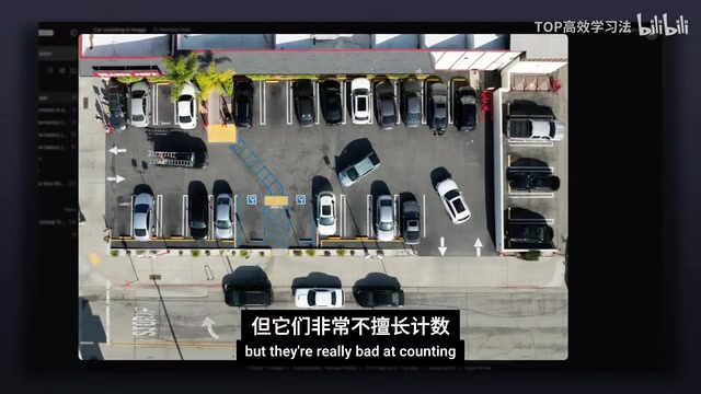 Model performing vehicle counting on a parking lot image