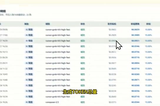 Consumption records showing token usage and cost details