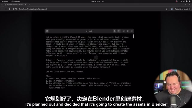 Model proactively planning to use Blender and Godot