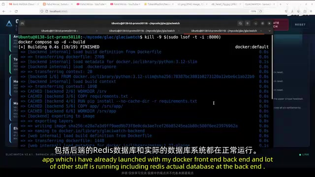 The actual database system running normally