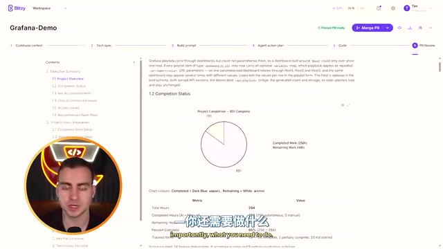 Blitzy reports approximately 250 hours of work completed