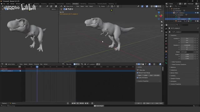 T-Rex roar animation