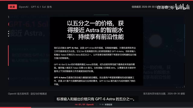 OpenAI 发布 GPT-6.1 Sol:编程更强,价格仅 Astra 五分之一