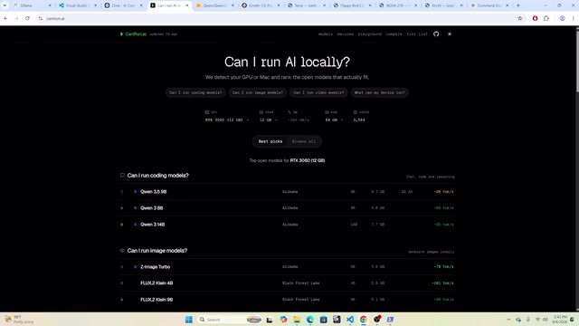 Can I Run It 可根据硬件推荐适合运行的编程与图像模型