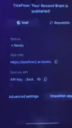The generated app URL after publishing