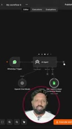 Adding the WhatsApp Send Message node to configure the reply channel