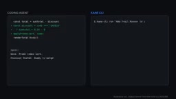 Kane CLI runs the real checkout flow, finds a total calculation error, exits with code 1
