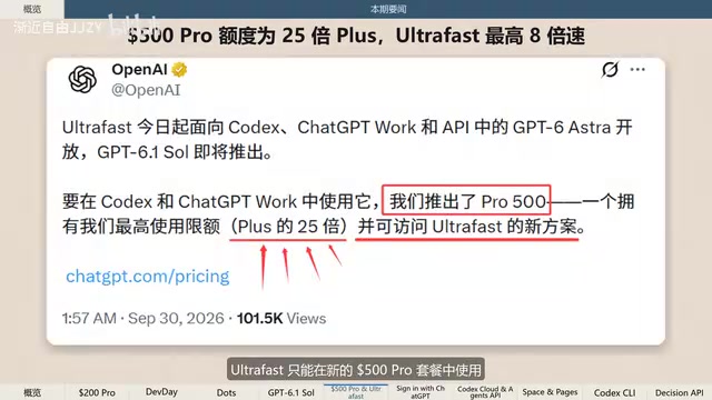 500美元Pro套餐的额度为Plus的25倍