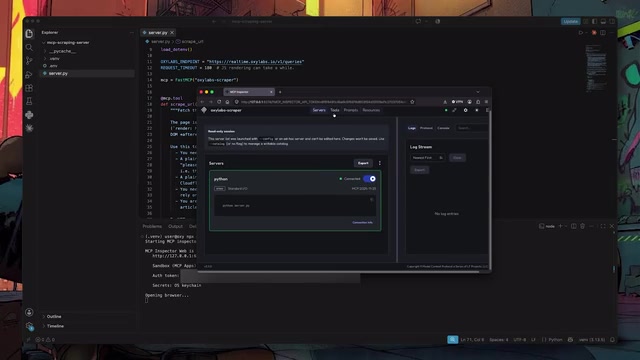 After connecting, you can see the tools the server has