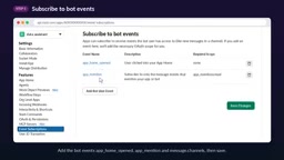 Subscribe to bot events like app_mention and message in Event Subscriptions