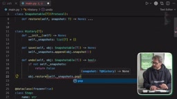 undo pops the latest snapshot and returns True
