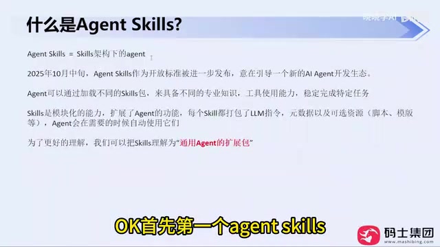 Equals an agent under the skills architecture