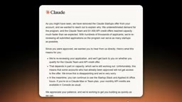 有用户称其Claude创业计划权限被撤销