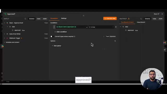 Using an If node to check whether the failure rate exceeds a threshold and trigger an alert