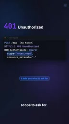 After login, the client receives a single narrow-scope token bound to one server