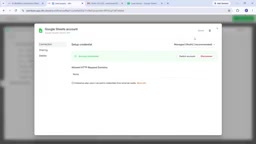 Available sheets automatically listed after Google account authorization