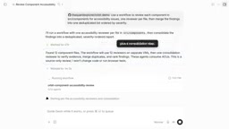 The workflow panel shows each phase, its agents, and their live status.
