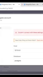Filling in the host and database name