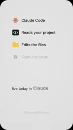 Claude Code reads the project, edits files, runs tests, and fixes failures