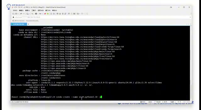 Creating a virtual environment named vllm after installing Miniconda
