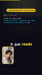 The agent reads state from the database and continues from the breakpoint