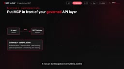 The agent speaks MCP to the MCP gateway in SAP integration suite.