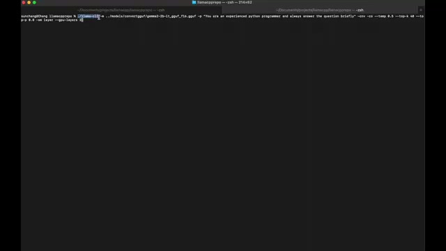 Llama.cpp parameter settings interface