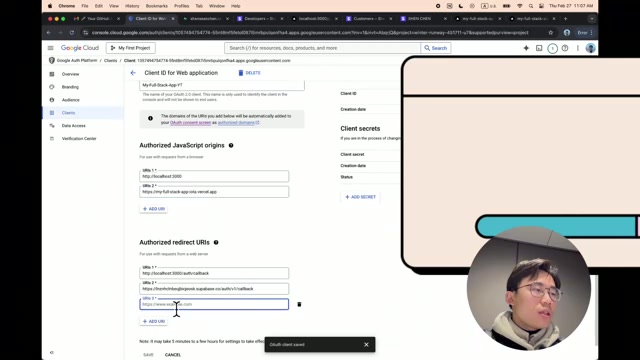 Supabase与Google Cloud的双向配置