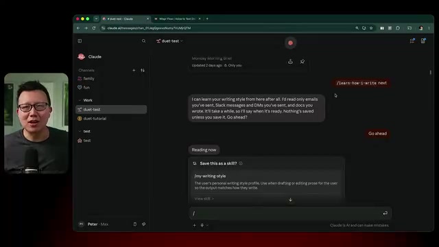 Duet learns the user's writing style