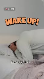 Video screenshot: being shouted awake is also rated D, while a traditional alarm only gets C
