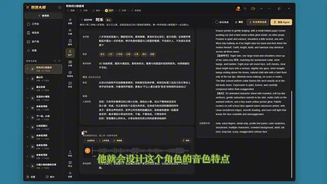 它就会设计这个角色的音色特点
