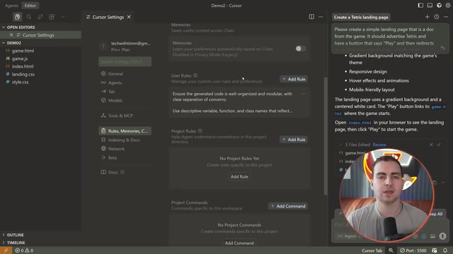 Cursor Rules Settings Interface