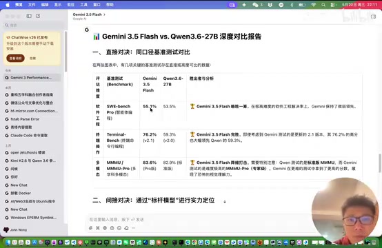 Gemini 3.5 Flash与Qwen3.6-27B性能对比