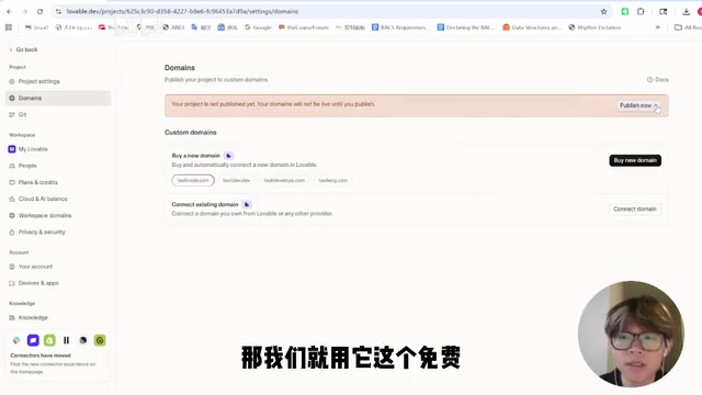 Publishing and domain configuration interface