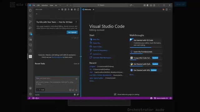 KiloCode installation interface
