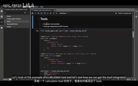 Claude Agent SDK tool integration example