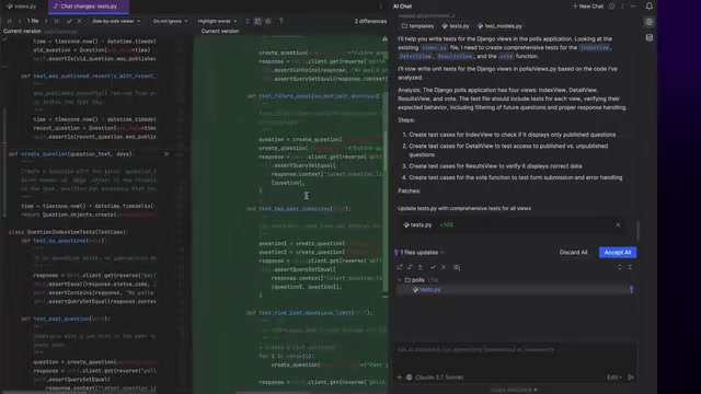 DiffViewer review interface in Edit mode