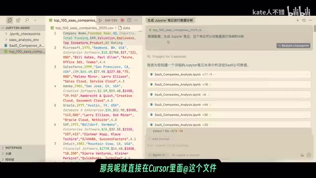 Using Jupyter Notebook for data analysis in Cursor