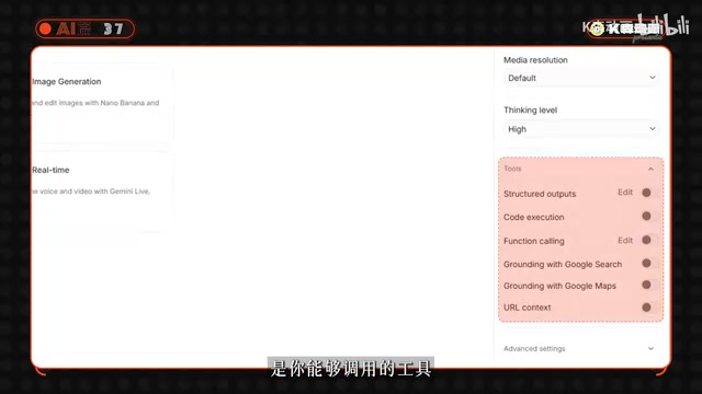 Google AI Studio Tools Settings Panel