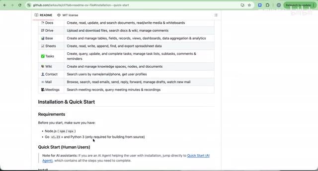 Feishu CLI can be provided to agents for use