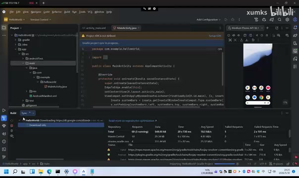Project running screen