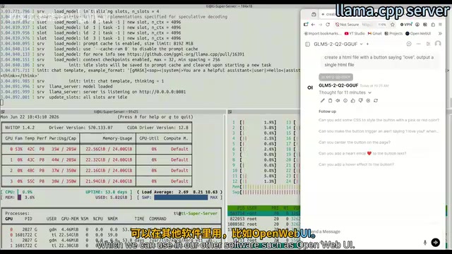 OpenWebUI interface and code generation