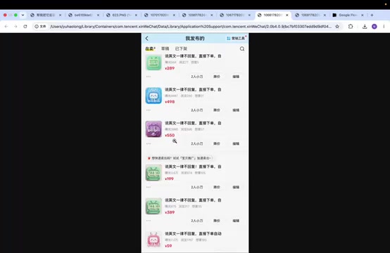 Example of account-sharing product listings