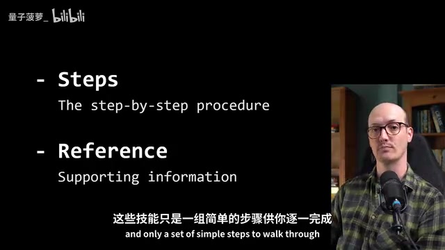A skill consists of two units: steps and reference materials
