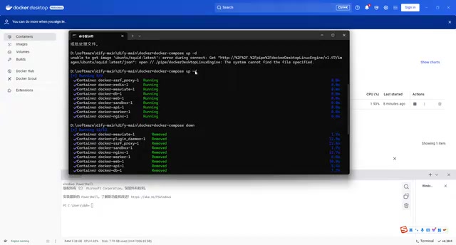 Docker Compose running components in background