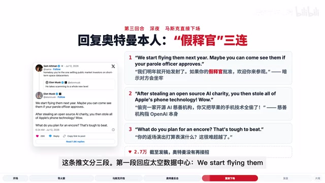 First section responds to the space data center point: "We start flying them next year."