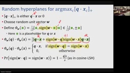What is the probability that the signs agree? It's exactly as in cosine LSH with random hyperplanes
