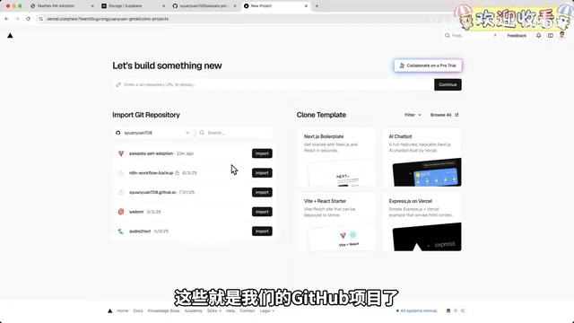 Vercel reading the GitHub project