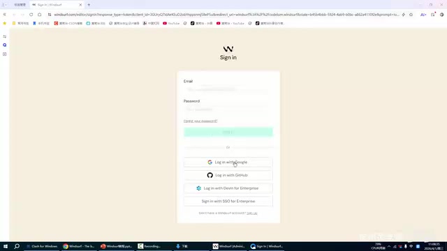 Windsurf登录授权页面